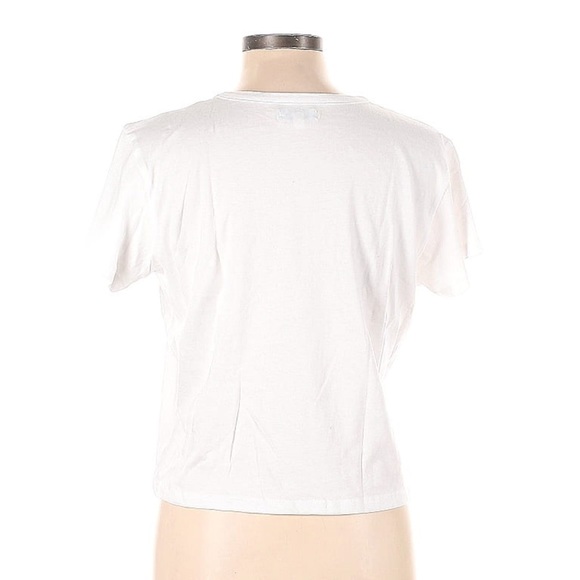 LIANA White Tee with Rabbit Fur Trim Chest Pocket - Picture 3 of 4